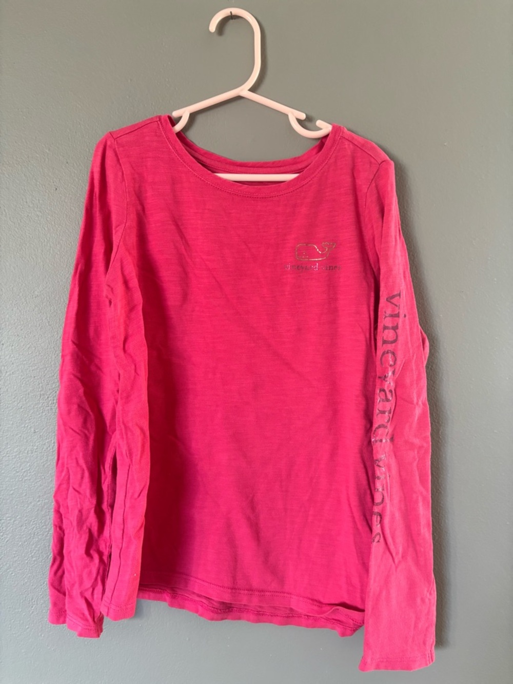 Vineyard Vines Girls' Long-Sleeve Bright Pink Tee